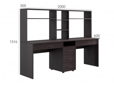 Двойно бюро с надстройка KC-02 (тъмно венге)